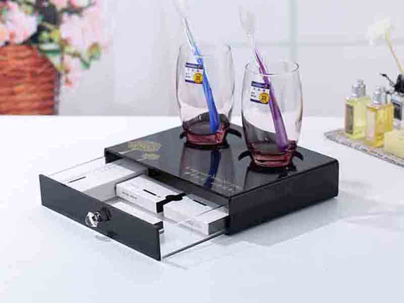 橫款酒店用品亞克力洗漱牙具收納盒定制