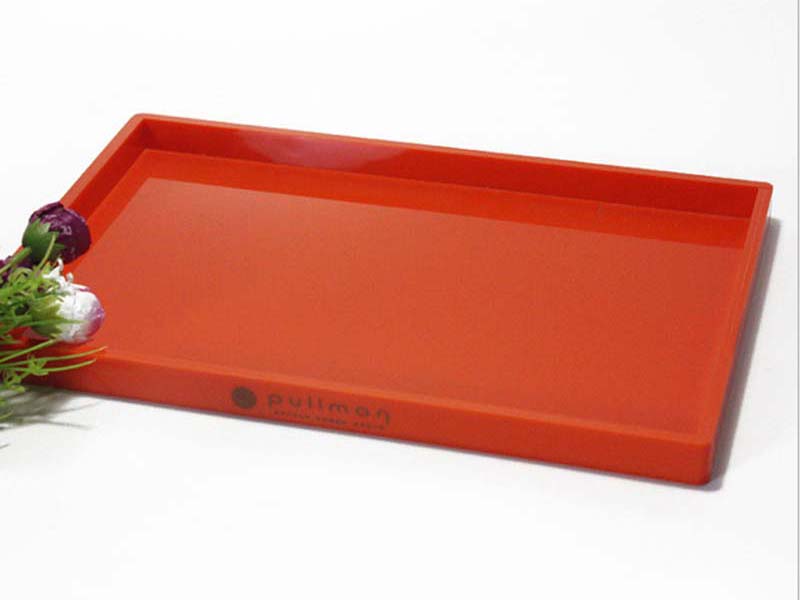 酒店桌面橙色亞克力托盤定制